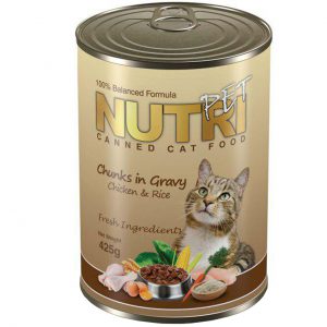 کنسرو گربه نوتری پت مدل Chunks In Gravy Chicken And Rice مقدار 425 گرم | Nutri Pet Chunks In Gravy Chicken And Rice Canned Cat food 425Gr