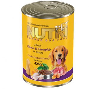 کنسرو سگ نوتری پت مدل Chunks & Pumpkin in Gravy مقدار 425 گرم | Nutri Pet Chunks & Pumpkin in Gravy Canned Dog food 425Gr