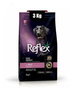 غذای خشک سگ رفلکس پلاس های انرژی با طعم گوشت Reflex plus high energy adult dog food with beef وزن ۳ کیلوگرم